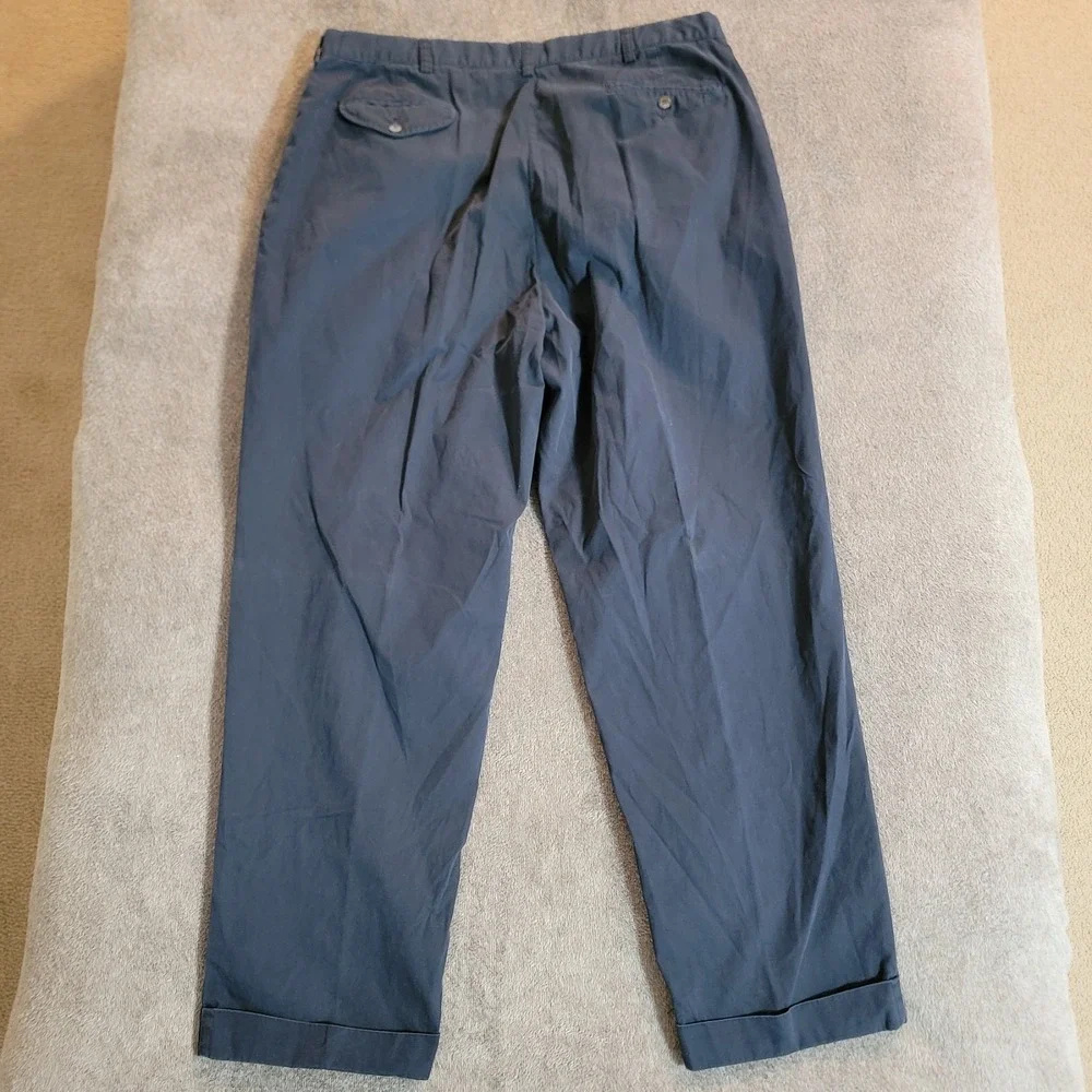 Vintage Polo Ralph Lauren Hammond Pant Men's 38x30 Navy Blue Pleated Cuffed